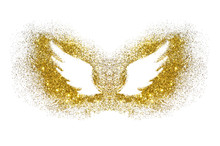 Abstract Wings Of Golden Glitter On White Background - Interesting And Beautiful Element For Your Design