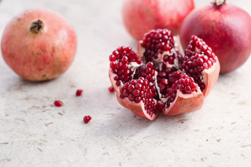 Wall Mural - Cut and whole pomegranate fruit