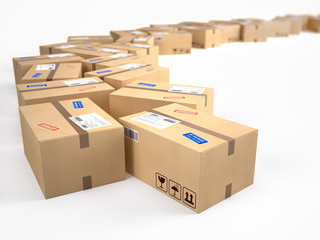 Wall Mural - cardboard boxes package parcels - shipping concept