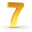 The number seven as a polished golden object with clipping path