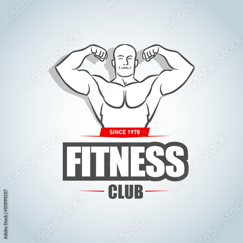 Fitness Logo Template Gym Club Logotype Sportsman Silhouette