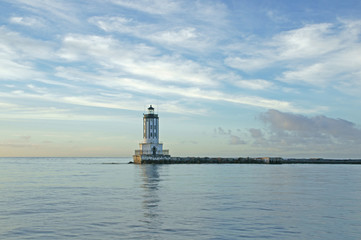 Light house along California coast on a calm morning