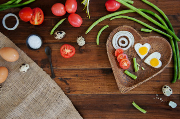 Fried egg in heart shape