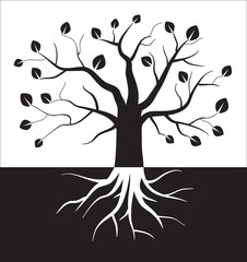 black and white tree symbol.