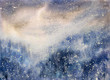 Abstract texture snowy blizzard winter watercolor painted.