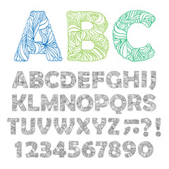 Wall Mural - hand drawn ornate alphabet. vector illustration.