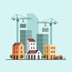Wall Mural - Construction site. Under construction. Building business. Construction industry. Vector flat illustration.