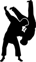 Wall Mural - Judo fighters silhouette