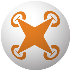 Wall Mural - orange drone quadcopter icon on sphere isolated on white backgro