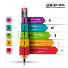 Poster - Infographics pencil business education vector 