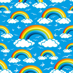 Sticker - Rainbows pattern for seamless background.