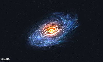 Wall Mural - spiral galaxy on cosmic background. vector illustration for your artwork.