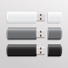 USB Flash Drive Isolated On Background : Vector Illustration
