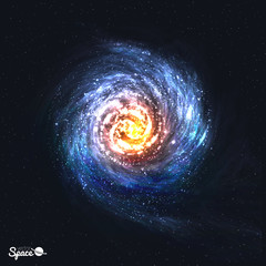 Wall Mural - colorful realistic spiral galaxy on cosmic background. vector illustration.