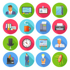 Canvas Print - Office Icons Flat Set