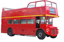 Red Open-top  Double Decker Bus With Erased Background