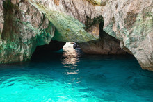Coastal Rocks Of Capri Island, Small Empty Grotto