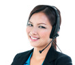 © iPortret - Portrait of a happy businesswoman with headset