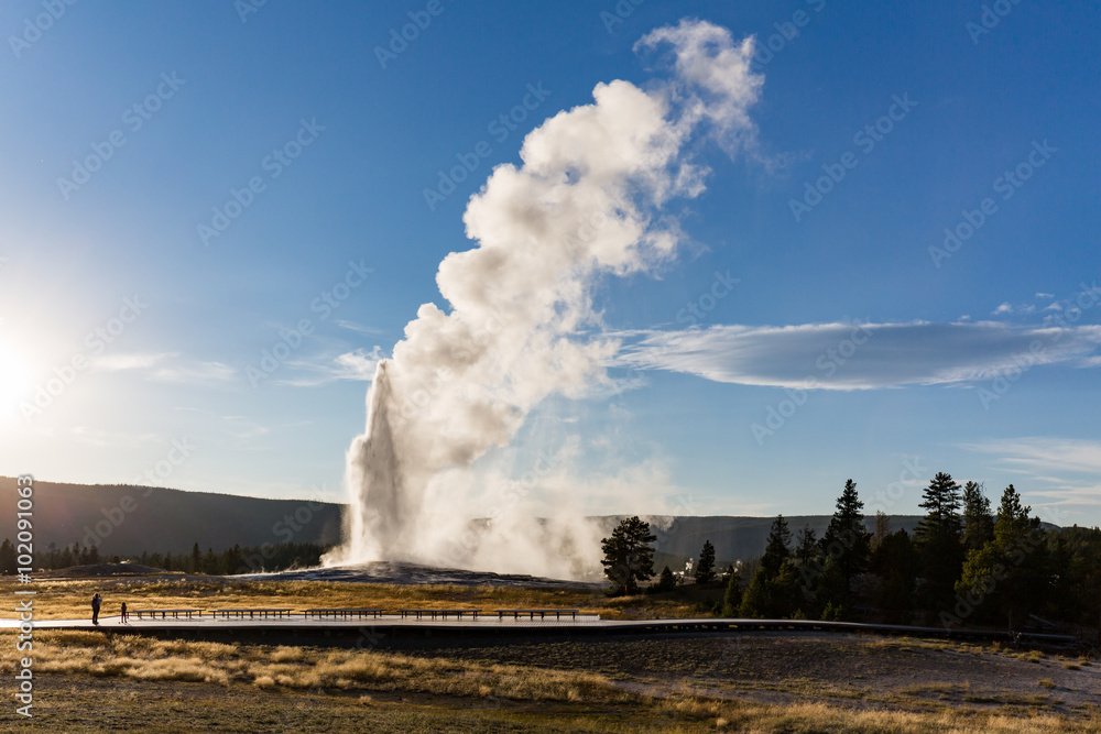 Old Faithful Geyser in Yellowstone National Park, USA Stock Photo ...