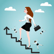 Businesswoman on stairs. Success concept