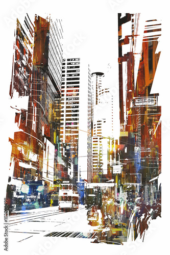 Naklejka na drzwi abstract art of cityscape,illustration