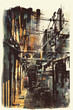 narrow alleyway in old town,abstract grunge of cityscape