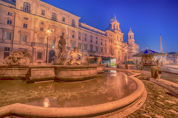 Fototapete - Rome, Italy: Piazza Navona, Sant'Agnese in Agone Church 