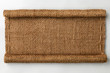 Frame of burlap with curled edges in the form of a scroll, lies on a white background