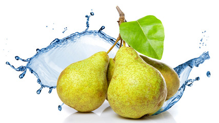 Wall Mural - fresh water splash on pears isolated