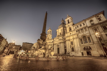 Fototapete - Rome, Italy: Piazza Navona, Sant'Agnese in Agone Church 