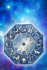 antique astrology plate with all zodiac signs