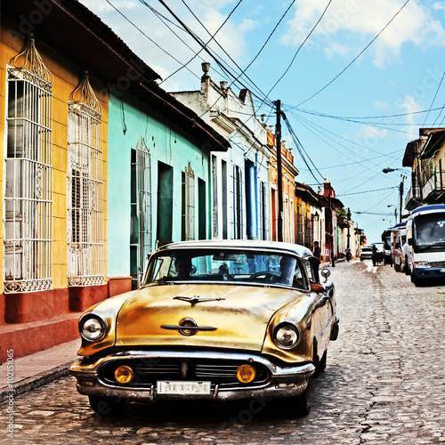 Naklejka na drzwi Cuba, Trinidad, Vintage Car