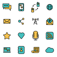 Wall Mural - trendy flat line icon pack for designers and developers. vector line communication icon set, communi