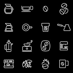 Poster - Vector line coffee icon set.  Coffee Icon Object, Coffee  Icon Picture, Coffee  Icon Image - stock vector