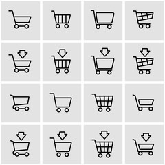 Poster - Vector line shopping cart icon set. Shopping Cart Icon Object, Shopping Cart Icon Picture, Shopping Cart Icon Image - stock vector