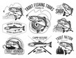 Vintage trout fishing emblems