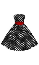 Vector Black Dress With White Polka Dots