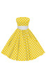 Vector yellow dress with white polka dots