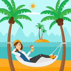 Sticker - Woman chilling in hammock.