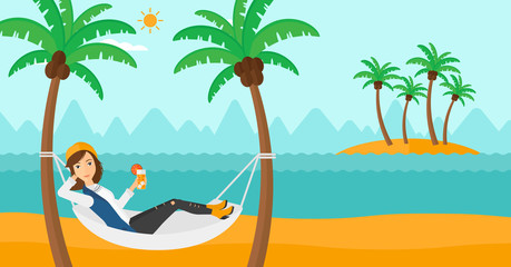 Wall Mural - Woman chilling in hammock.