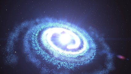3d galaxy nebula universe with shining star light and stardust rotating and spinning in unlimited sp