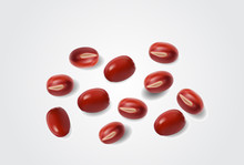 Azuki Beans , Red Beans On White Background