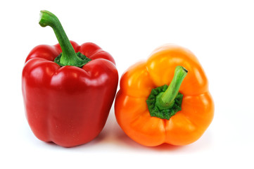 colorful peppers isolated on white background