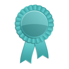 Wall Mural - Turquoise color blank award rosette with ribbon