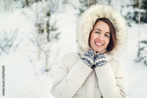 Christmas Girl Outdoor Portrait Woman In Winter Clothes On A Snow Field Toned Picture Buy This Stock Photo And Explore Similar Images At Adobe Stock Adobe Stock
