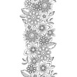Vector doodle flowers seamless border. Botanical and flower decorative element. Vector illustration