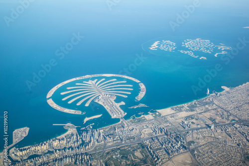 Fotografie, Obraz Küste von Dubaj - Emirát Vereinigte Arabische - Luftbild,