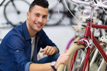 Cycle technician in workshop
