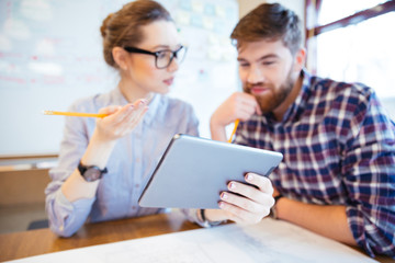 Wall Mural - Business people working with tablet computer