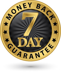Wall Mural - 7 day money back guarantee golden sign, vector illustration
